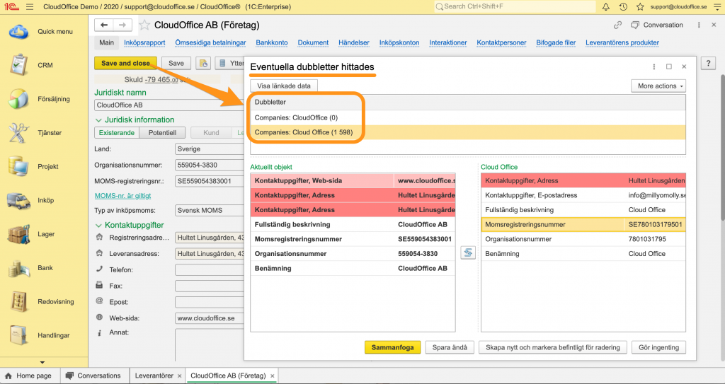 Control for duplicates in Items and Companies