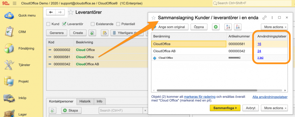 Merge of Companies or Items