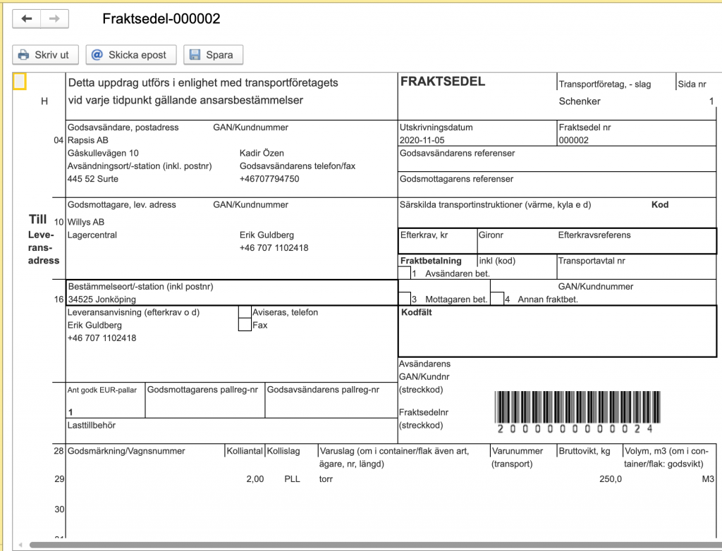 Freight Note